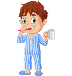 Cute little boy cartoon brushing teeth Royalty Free Vector