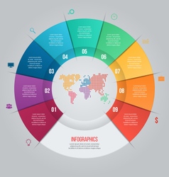 9 options pie chart circle infographic template Vector Image