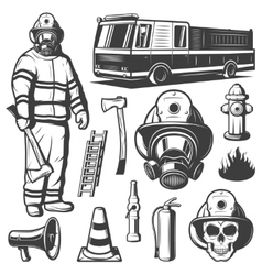 Firefighters set four isolated emblems Royalty Free Vector