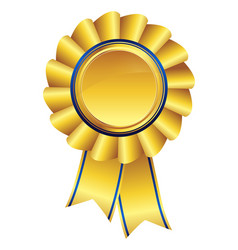 Blue ribbon award with gold medal center Vector Image