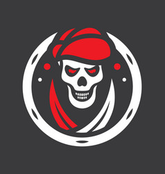 Human evil skull jolly roger logo template Vector Image