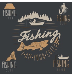 Set vintage labels with fishing theme Royalty Free Vector