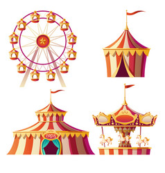 Cartoon Ferris Wheel On Carnival Funfair Vector Image