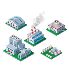 Isometric factory building icon industrial element