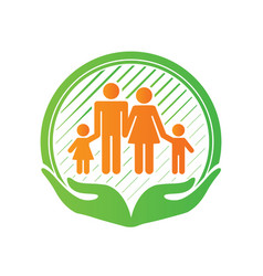 Child care center logo design hands holding kids Vector Image