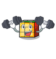 fitness rubik cube character cartoon vector image