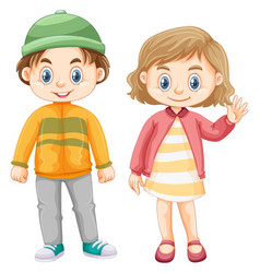 Boy and girl in blue striped shirts Royalty Free Vector