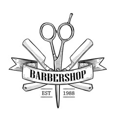 Barbershop logo template good for print design Vector Image