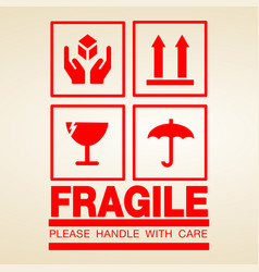 Fragile icon packaging shipping handle white care Vector Image