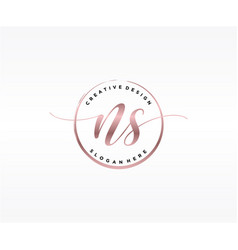 Ns initial handwriting logo with rectangle Vector Image