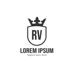 Initial rv logo template with modern frame Vector Image