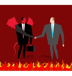 Businessman making a deal with devil Royalty Free Vector