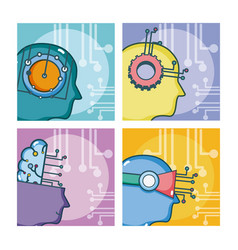 Set of artificial intelligence Royalty Free Vector Image