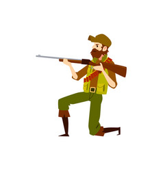 Hunter with shotgun rifle aimng at pheasant Vector Image