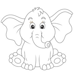 Download Outlined baby elephant Royalty Free Vector Image