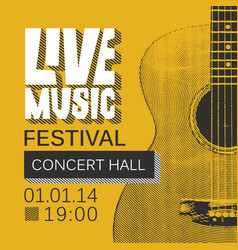 Banner for live music festival with guitar Vector Image