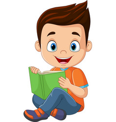 Happy children sitting while reading books Vector Image