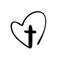 Christian logo heart with cross on a white Vector Image