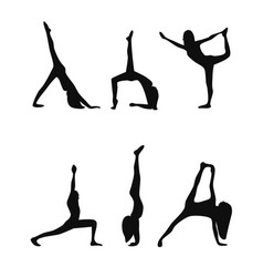 Women silhouettes yoga poses Royalty Free Vector Image