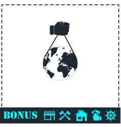 Two hands with globe Royalty Free Vector Image