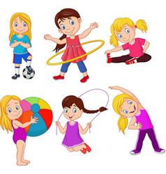 Cartoon little kid training karate collection Vector Image