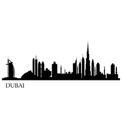 Dubai city skyline detailed silhouette Royalty Free Vector