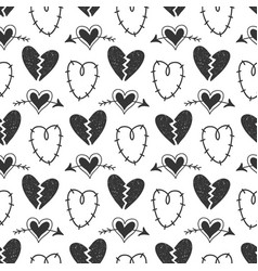 Hand drawn hearts seamless pattern Royalty Free Vector Image