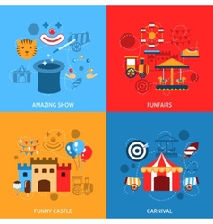 Amusement park circus clown flat Royalty Free Vector Image