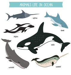 Fish and wild marine animals in ocean sea world Vector Image