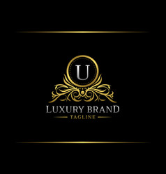 Royal beauty logo with v letter luxury gold Vector Image