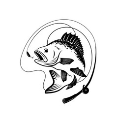 Fishing logo black and white a Royalty Free Vector Image