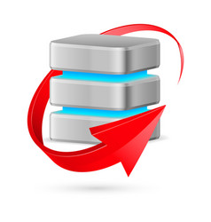 Database icon with red curved arrow as update Vector Image