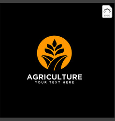 Gold agriculture farm line badge vintage logo Vector Image