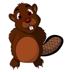 Cute beaver cartoon eating wood Royalty Free Vector Image