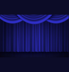 Curtain or drapes blue background Royalty Free Vector Image