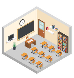 isometric classroom education room teaching vector image