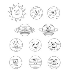 Cute uranus planet kawaii characters vect Vector Image