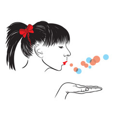 Woman blowing heart Royalty Free Vector Image - VectorStock