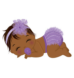 Cute black baby girl in purple ruffled diaper Vector Image