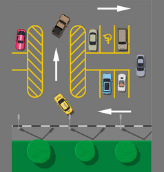 City parking lot with different cars Royalty Free Vector