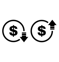 Set of cost symbol dollar increase and decrease Vector Image