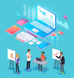 Digital analytics laptop cell Royalty Free Vector Image