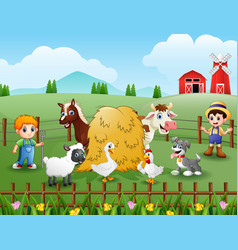 Zookeepers Are Keeping Animals In Farm Royalty Free Vector