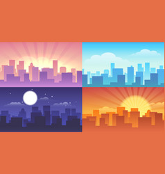  Daytime cityscape morning day and night city Vector Image