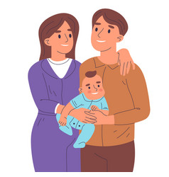 Family with child mom and dad carrying newborn Vector Image