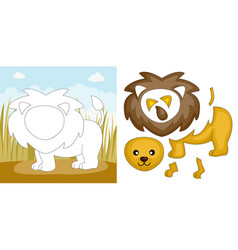 Cartoon lion puzzle game Royalty Free Vector Image