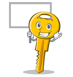 Thumbs up with board key character cartoon style Vector Image