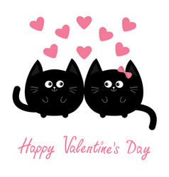 Round shape black cat icon love family couple Vector Image