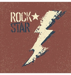 Rockstar grunge lettering with thunderbolt symbol Vector Image