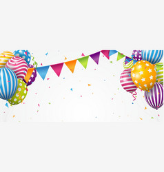 Birthday poster with balloon and confetti Vector Image